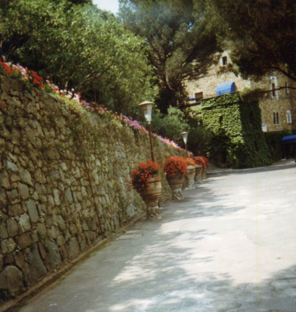Walkway to an exquisite old hotel