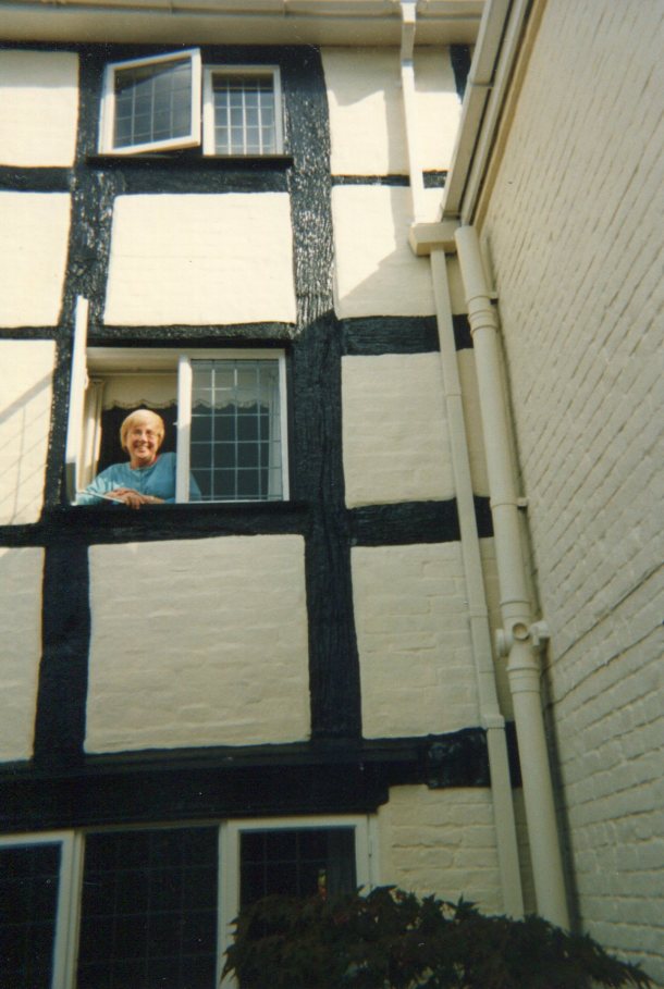 Lee in window of Cowleigh Park Farm