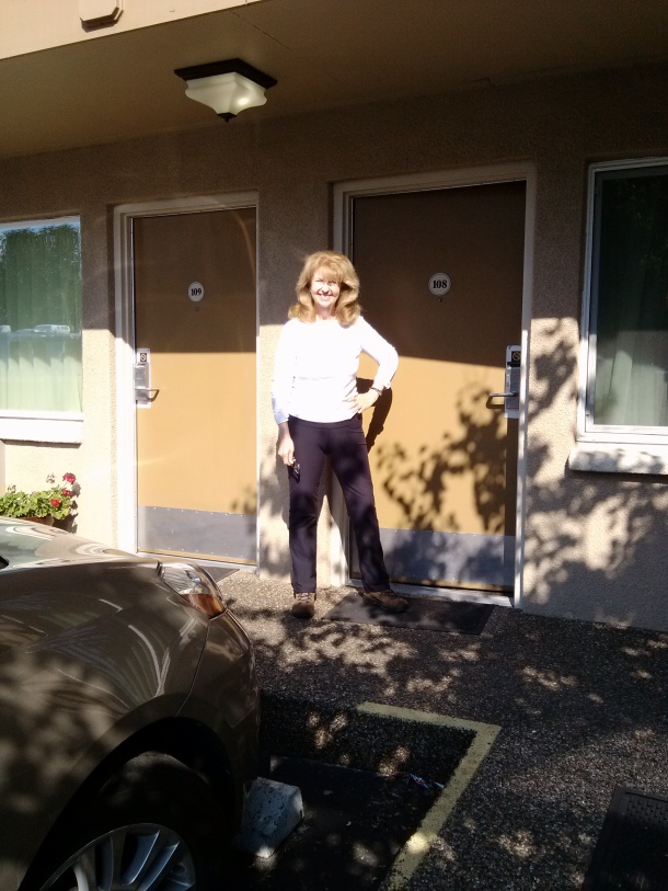 Standing in front of my room at The Dalles Inn